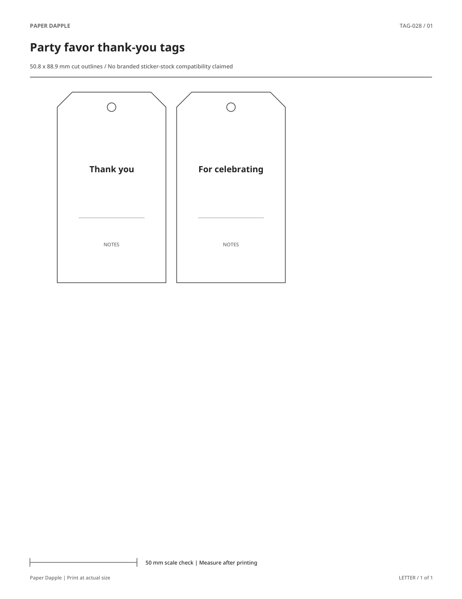 Preview of Party favor thank-you tags