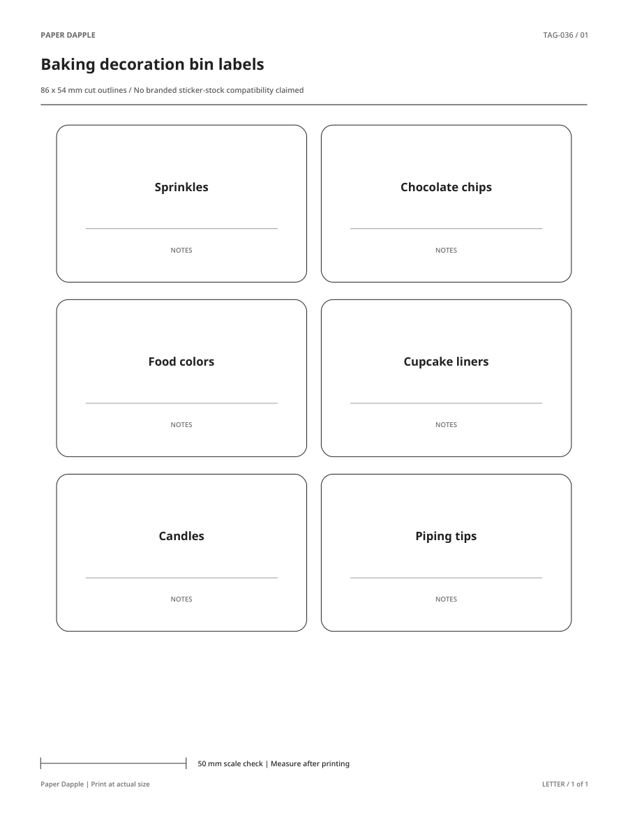 Preview of Baking decoration bin labels