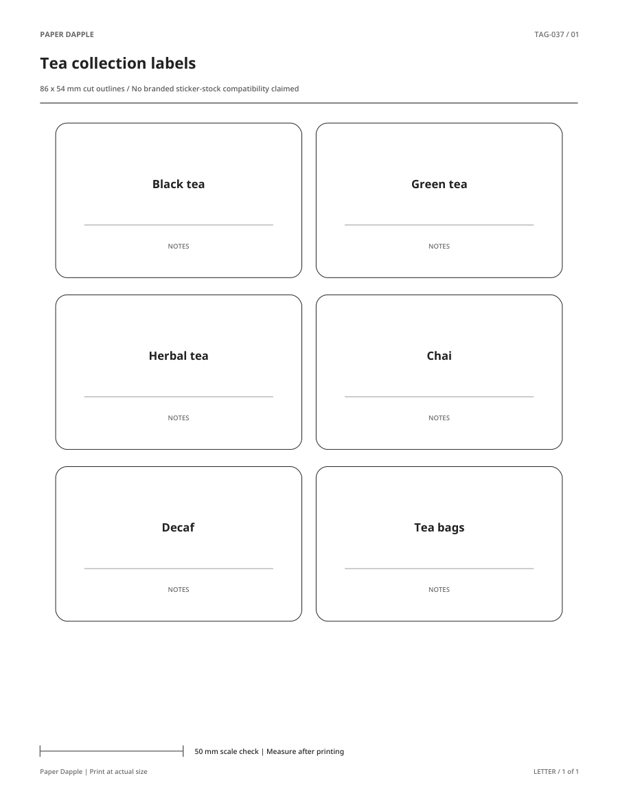 Preview of Tea collection labels