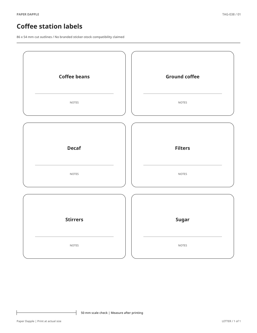 Preview of Coffee station labels