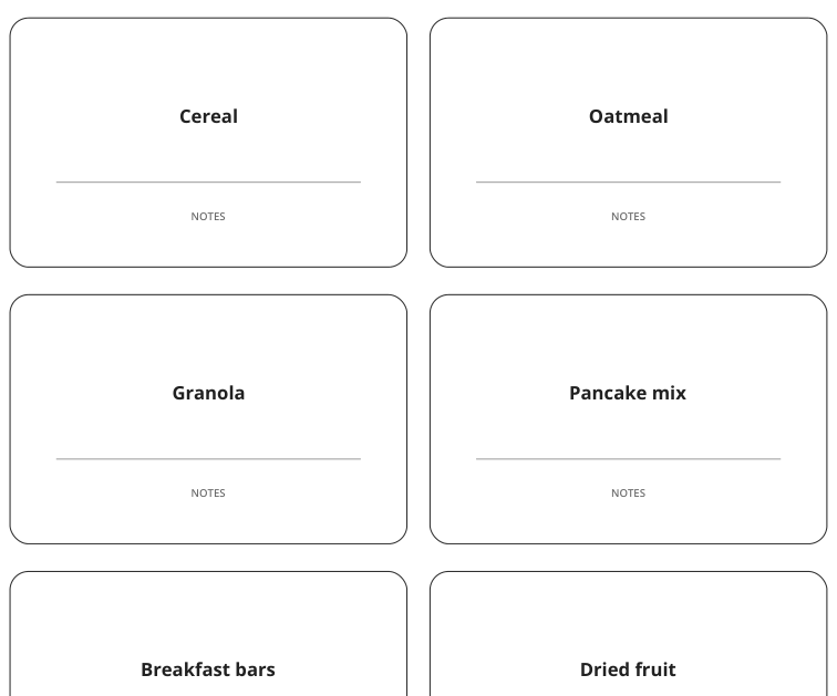 Preview of Breakfast cupboard labels