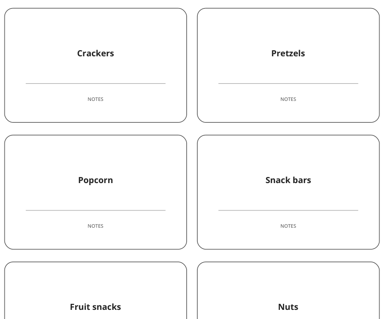 Preview of Snack station labels