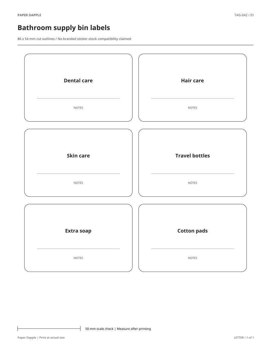 Preview of Bathroom supply bin labels
