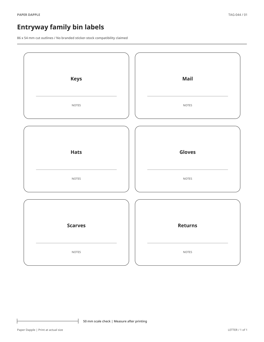 Preview of Entryway family bin labels