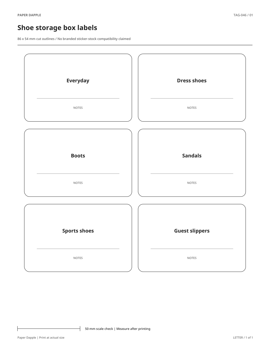 Preview of Shoe storage box labels