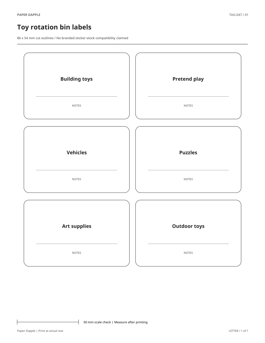 Preview of Toy rotation bin labels