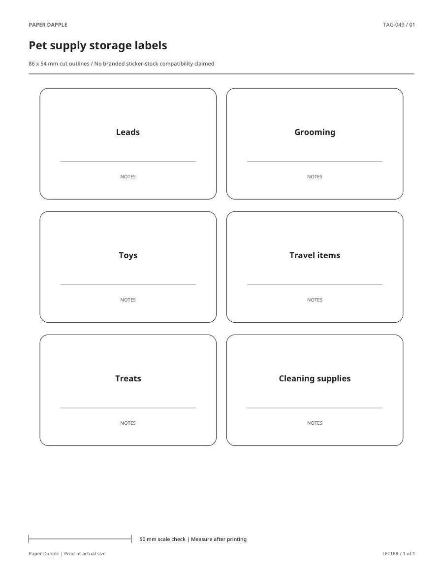 Preview of Pet supply storage labels