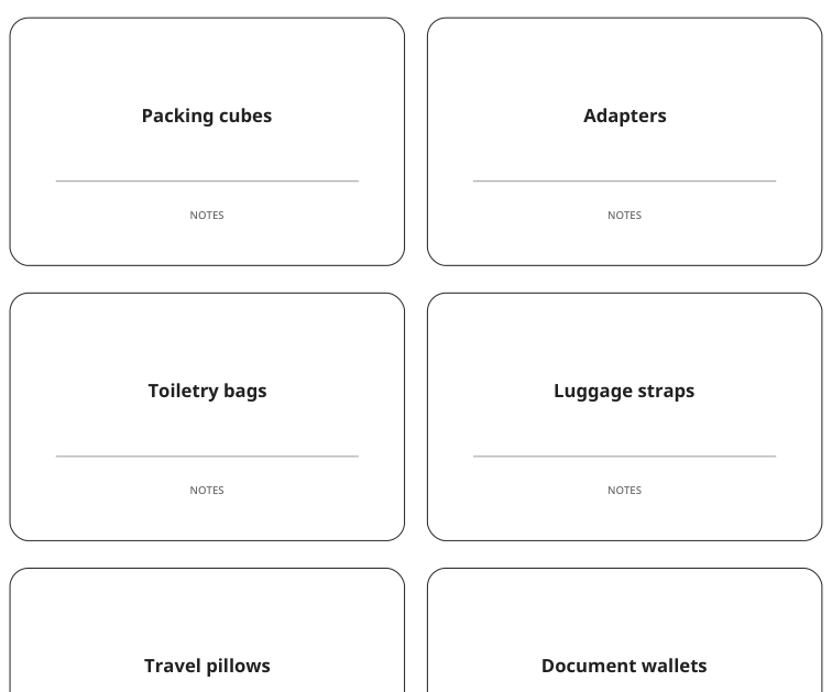 Preview of Travel gear storage labels