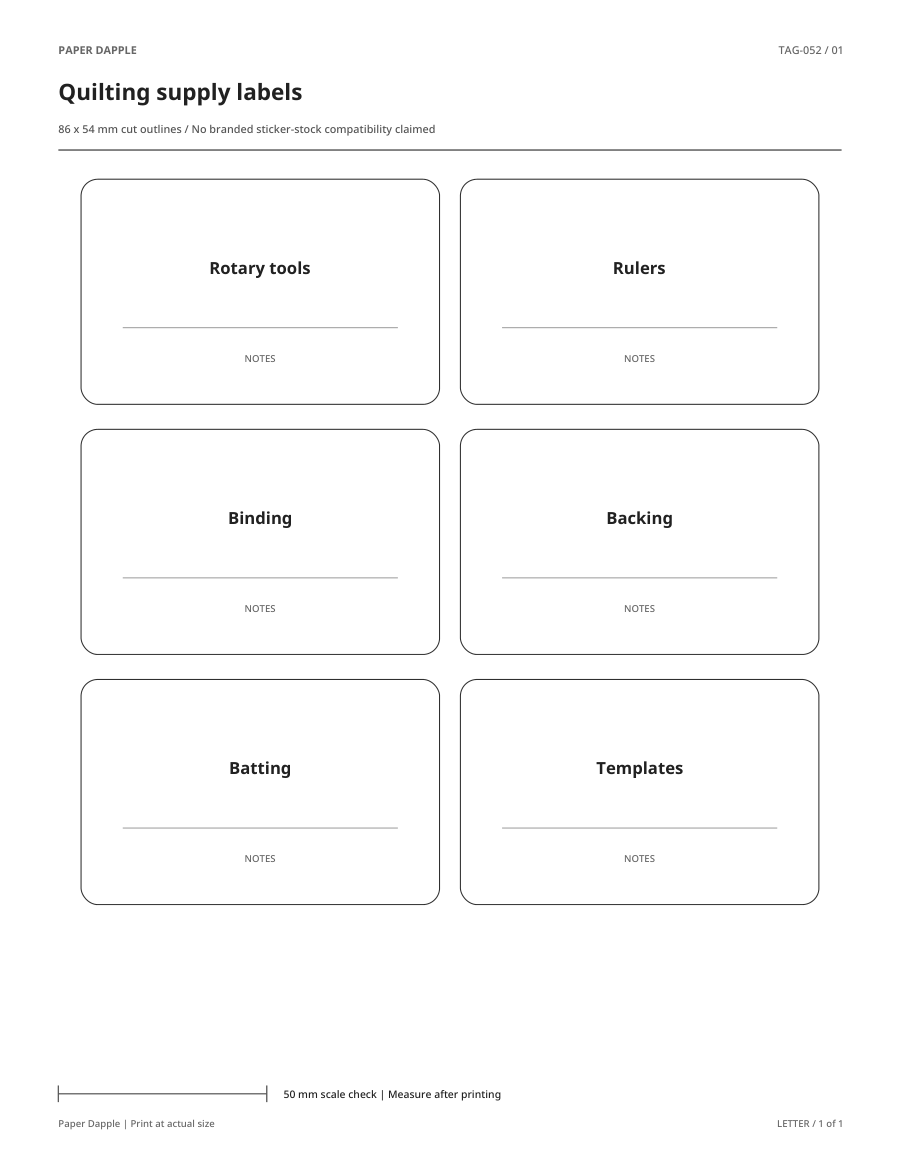 Preview of Quilting supply labels