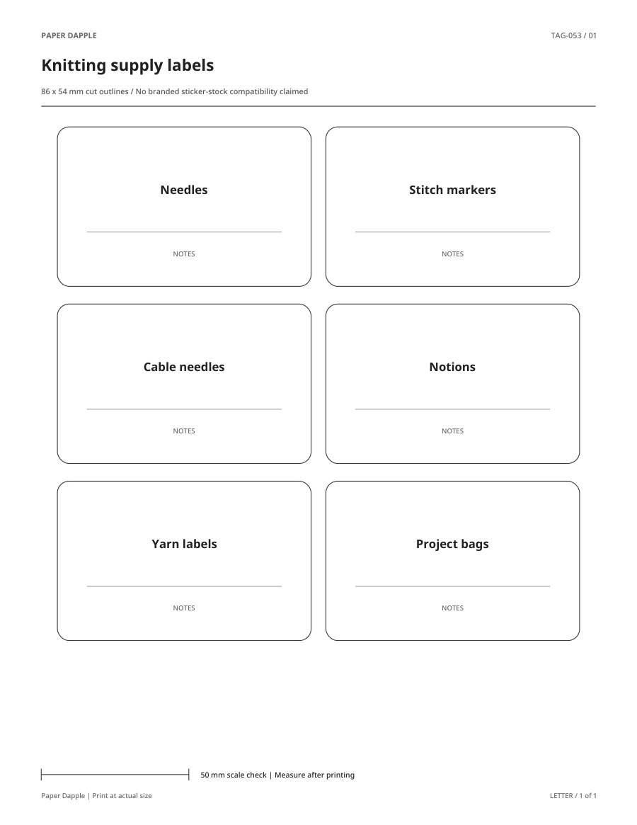 Preview of Knitting supply labels