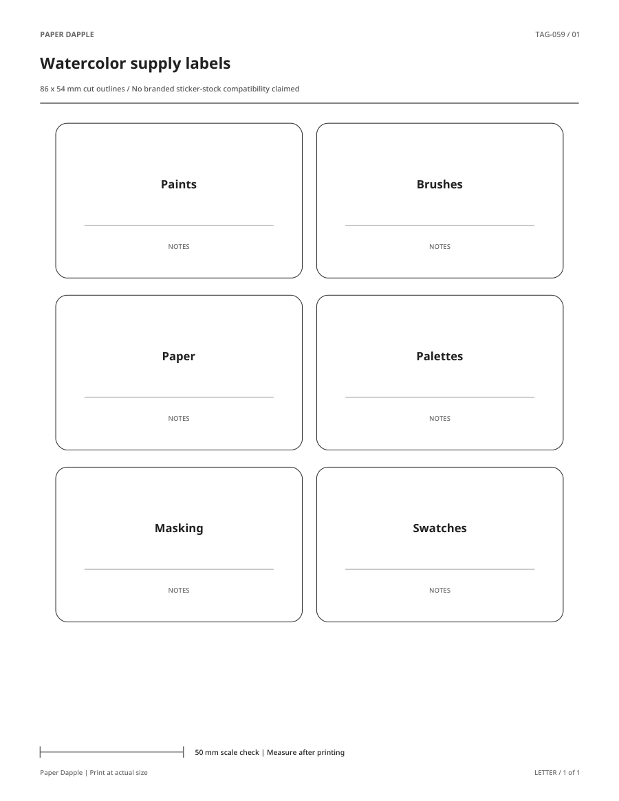 Preview of Watercolor supply labels