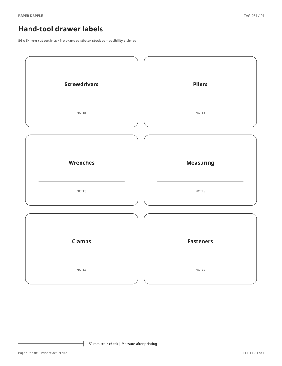 Preview of Hand-tool drawer labels