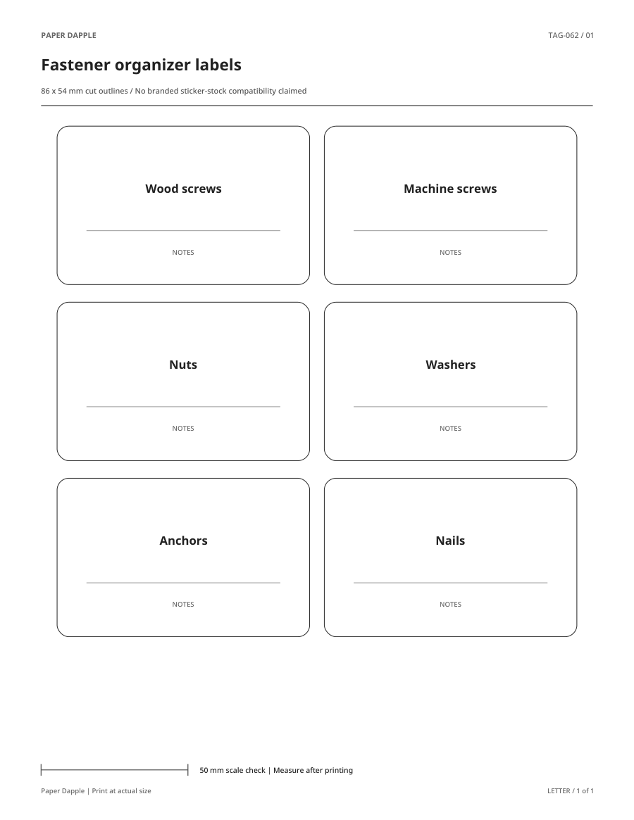 Preview of Fastener organizer labels