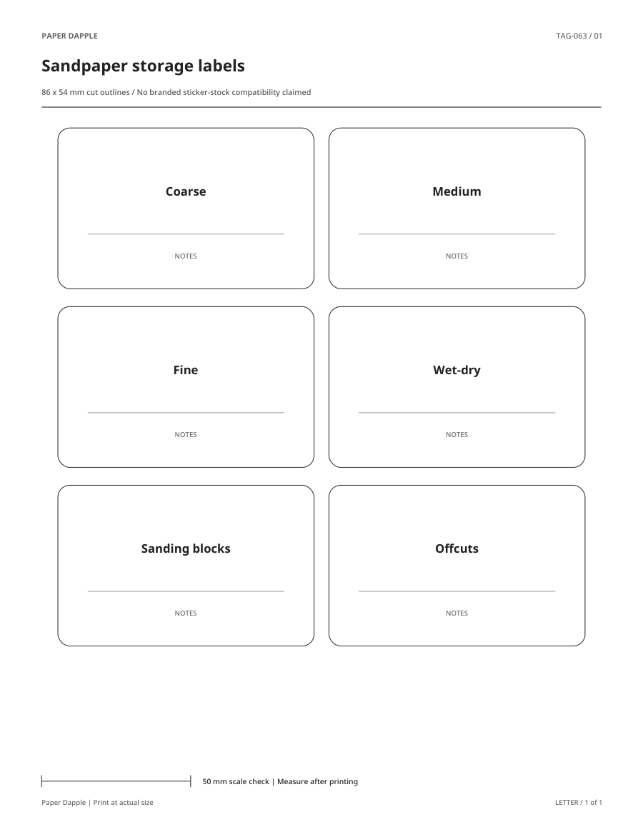 Preview of Sandpaper storage labels