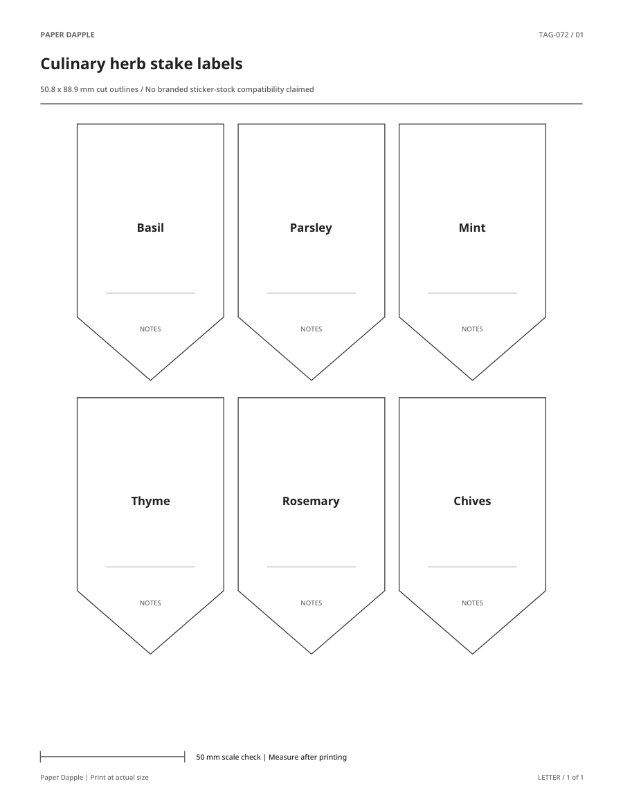 Preview of Culinary herb stake labels