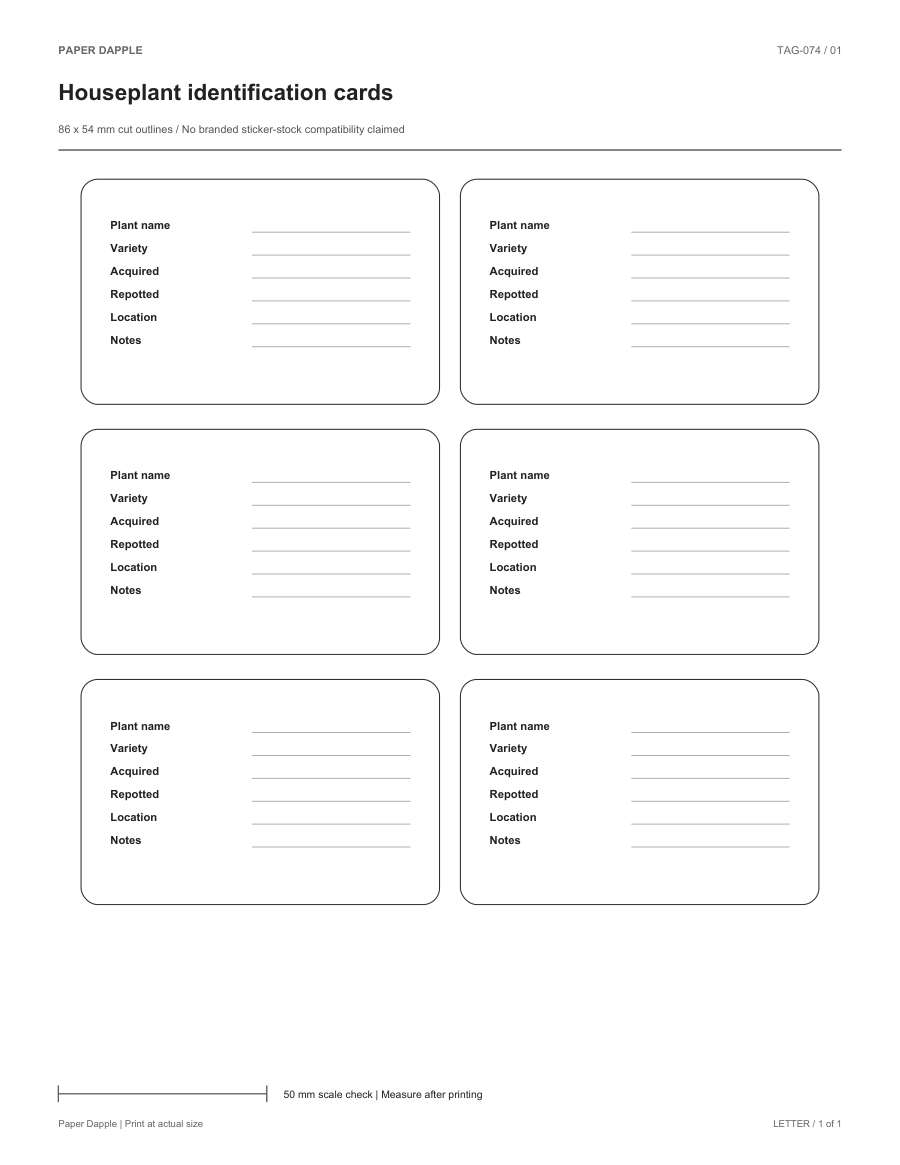 Preview of Houseplant identification cards