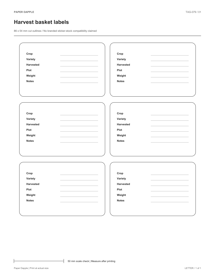 Preview of Harvest basket labels