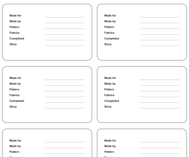 Preview of Quilt gift story labels