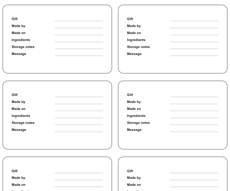 Preview of Baked-gift ingredient cards