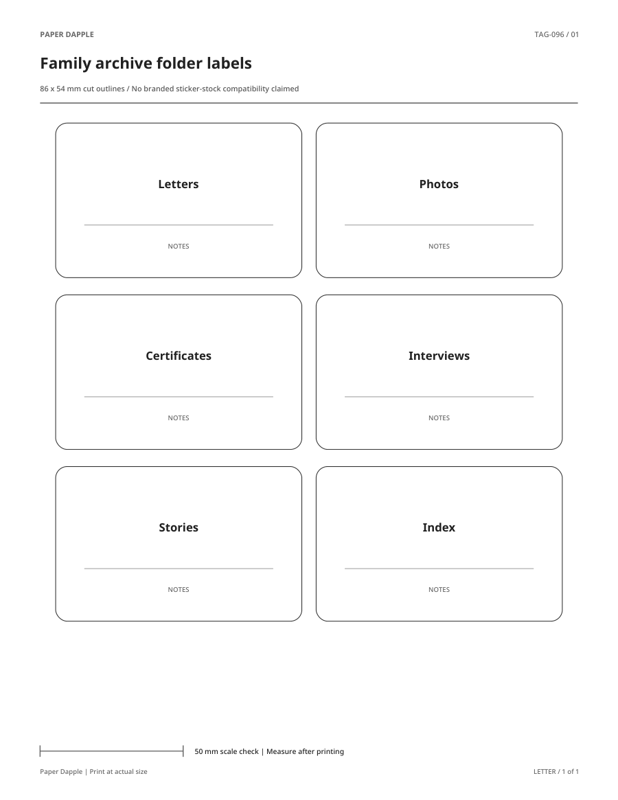 Preview of Family archive folder labels