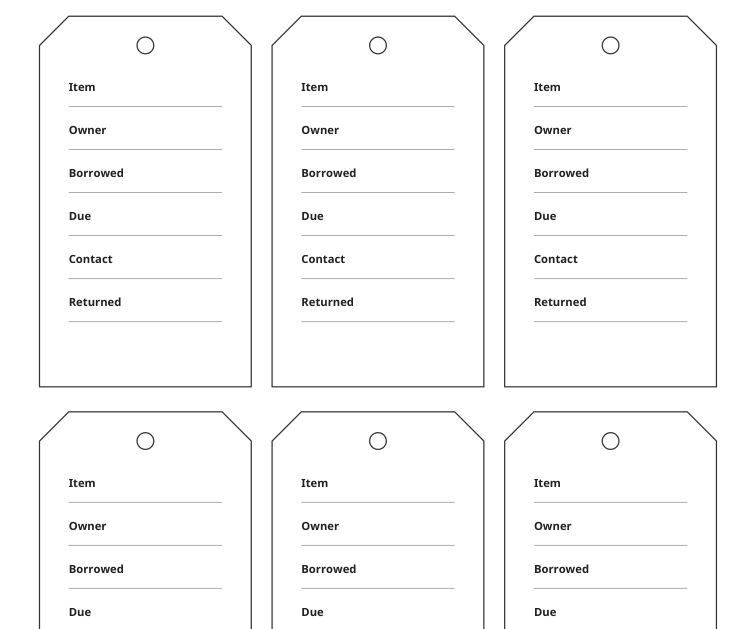 Preview of Borrowed item reminder tags