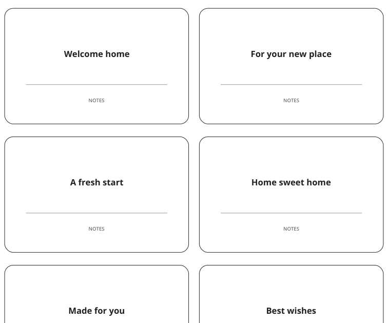 Preview of New-home gift tag messages