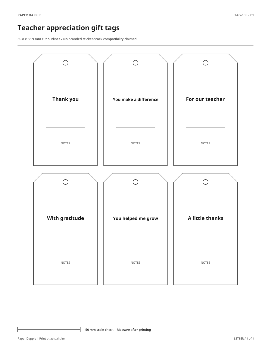 Preview of Teacher appreciation gift tags