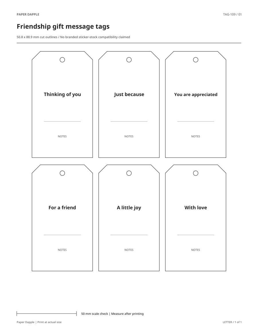 Preview of Friendship gift message tags
