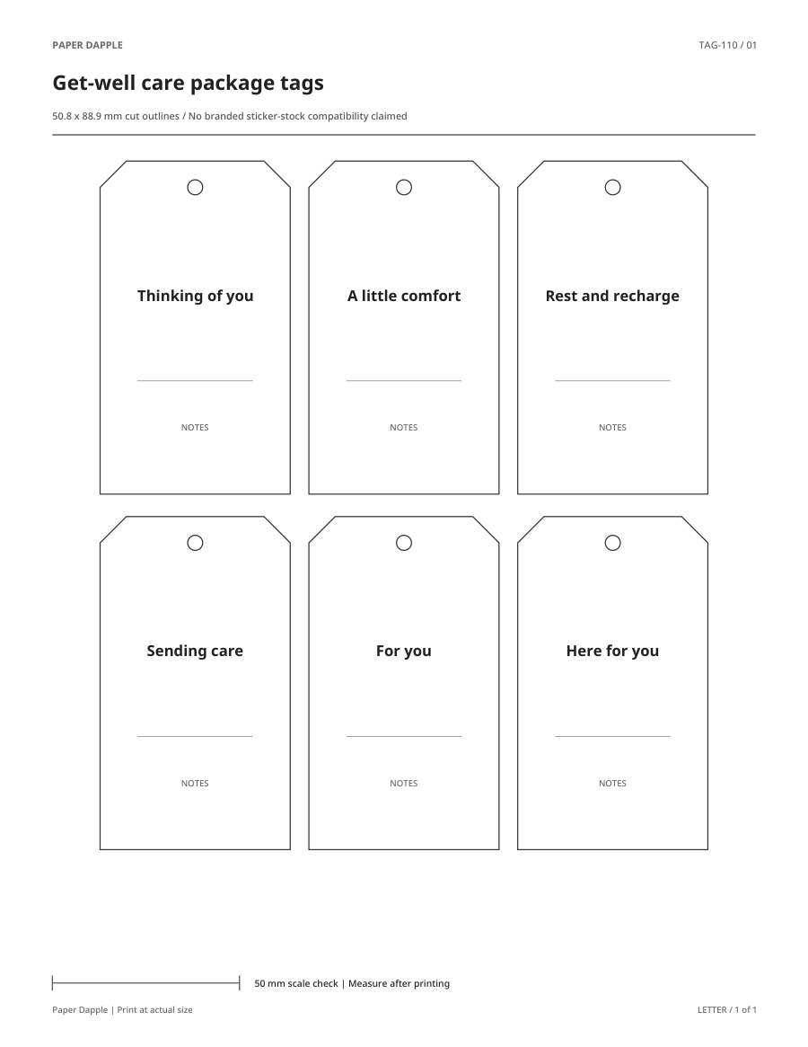 Preview of Get-well care package tags