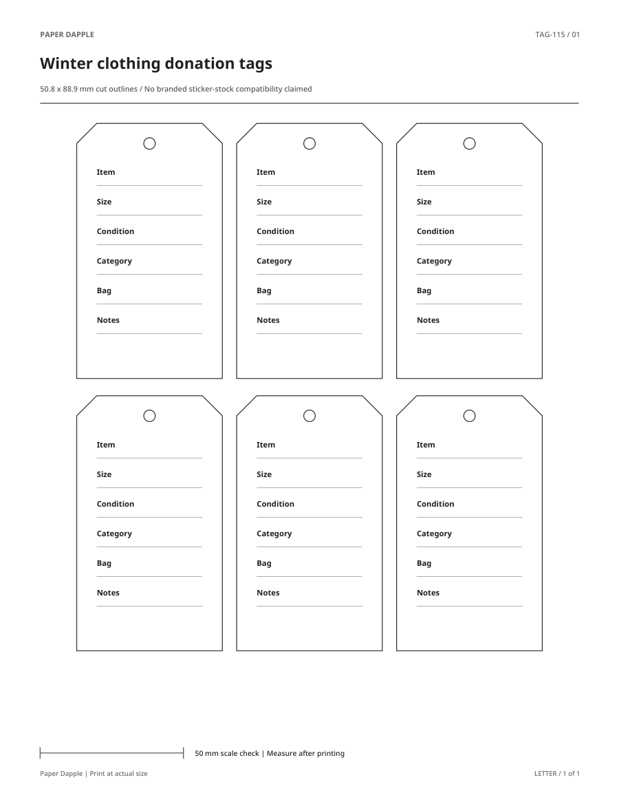 Preview of Winter clothing donation tags