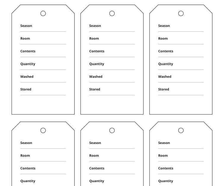 Preview of Seasonal linen storage tags
