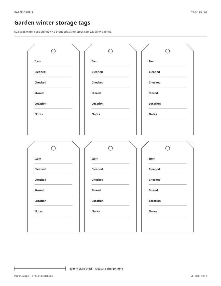 Preview of Garden winter storage tags