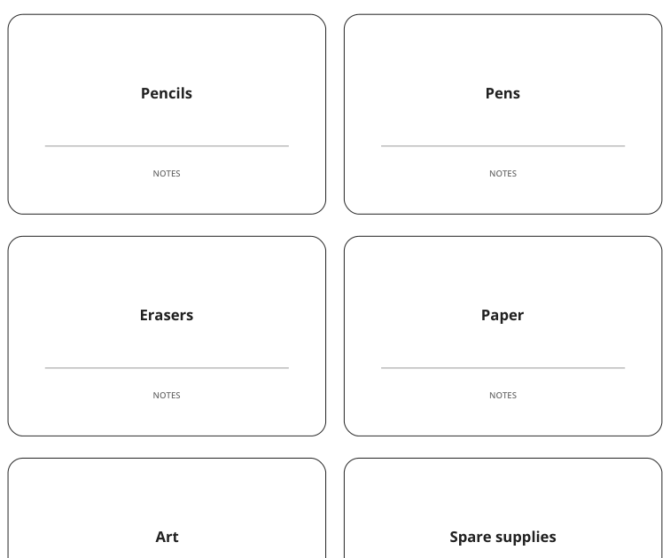 Preview of Back-to-school supply labels