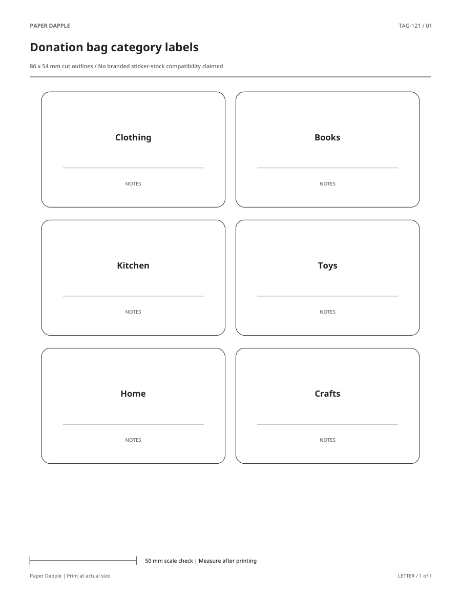 Preview of Donation bag category labels