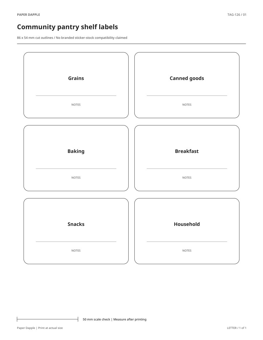 Preview of Community pantry shelf labels