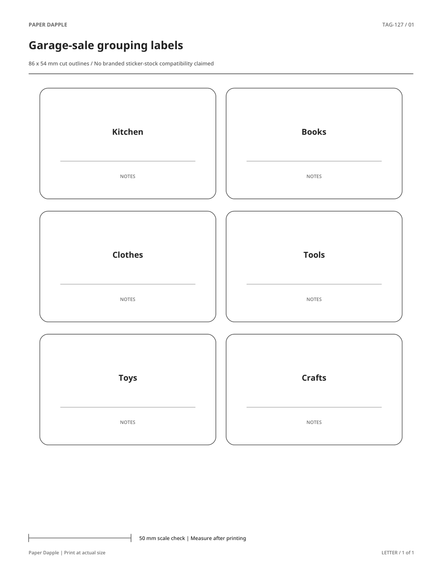 Preview of Garage-sale grouping labels