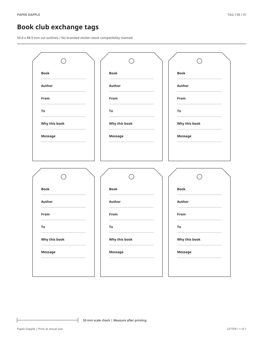 Preview of Book club exchange tags