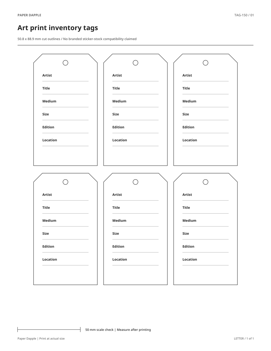 Preview of Art print inventory tags