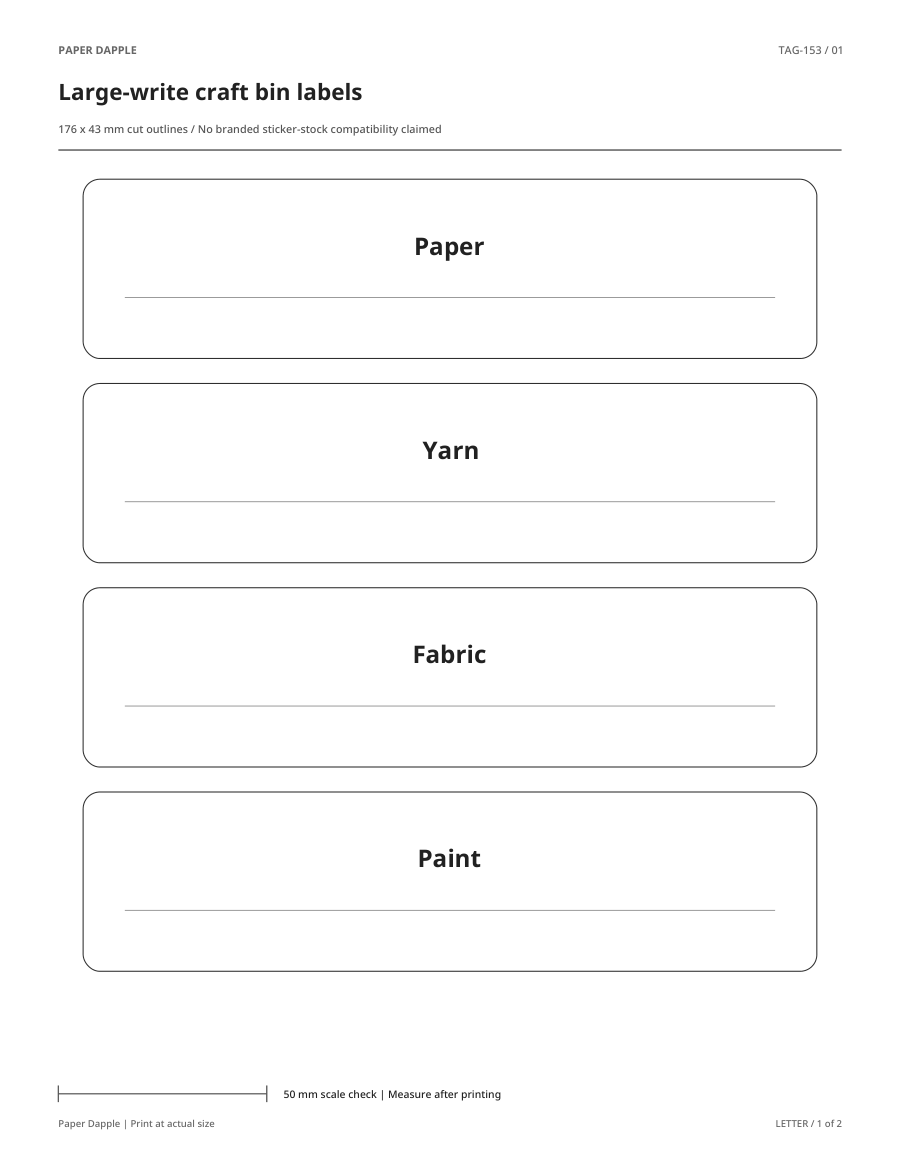 Preview of Large-write craft bin labels