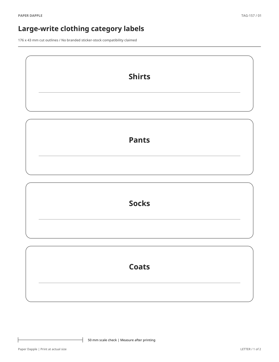 Preview of Large-write clothing category labels