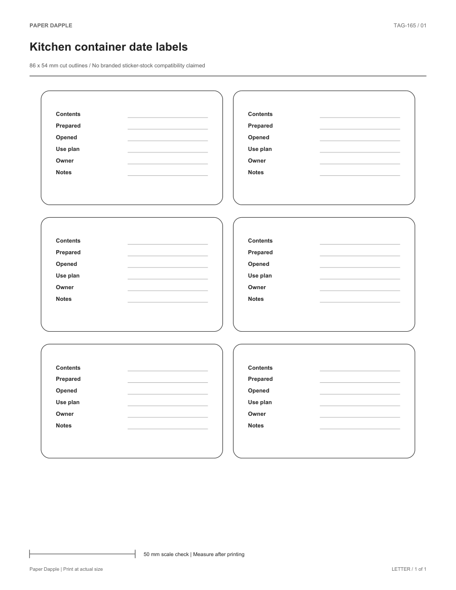 Preview of Kitchen container date labels