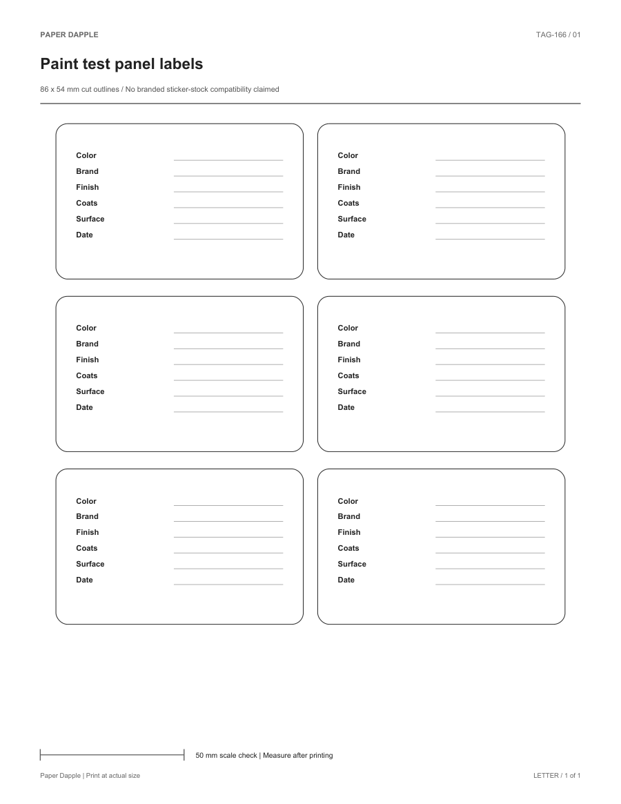Preview of Paint test panel labels