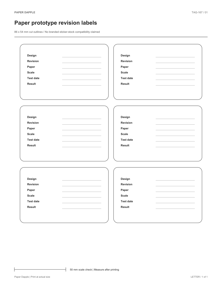 Preview of Paper prototype revision labels