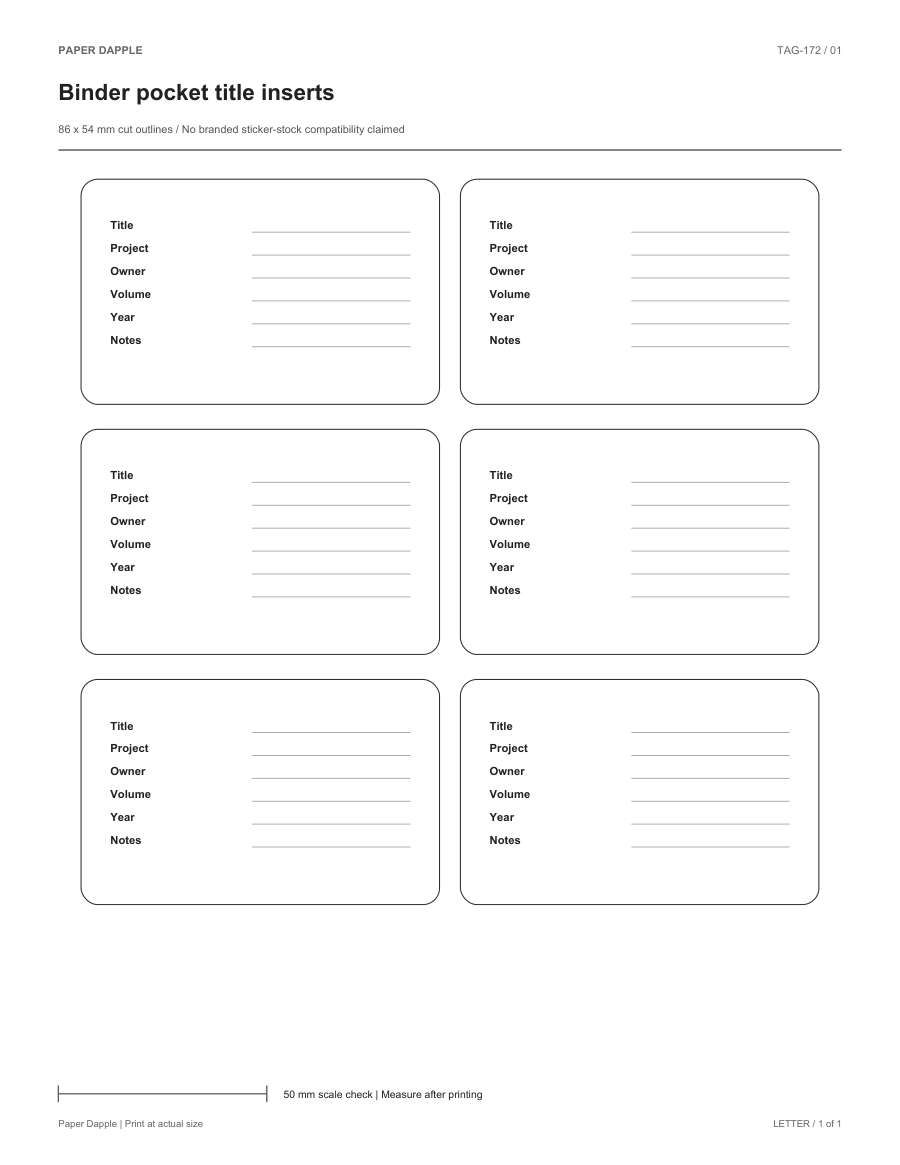 Preview of Binder pocket title inserts