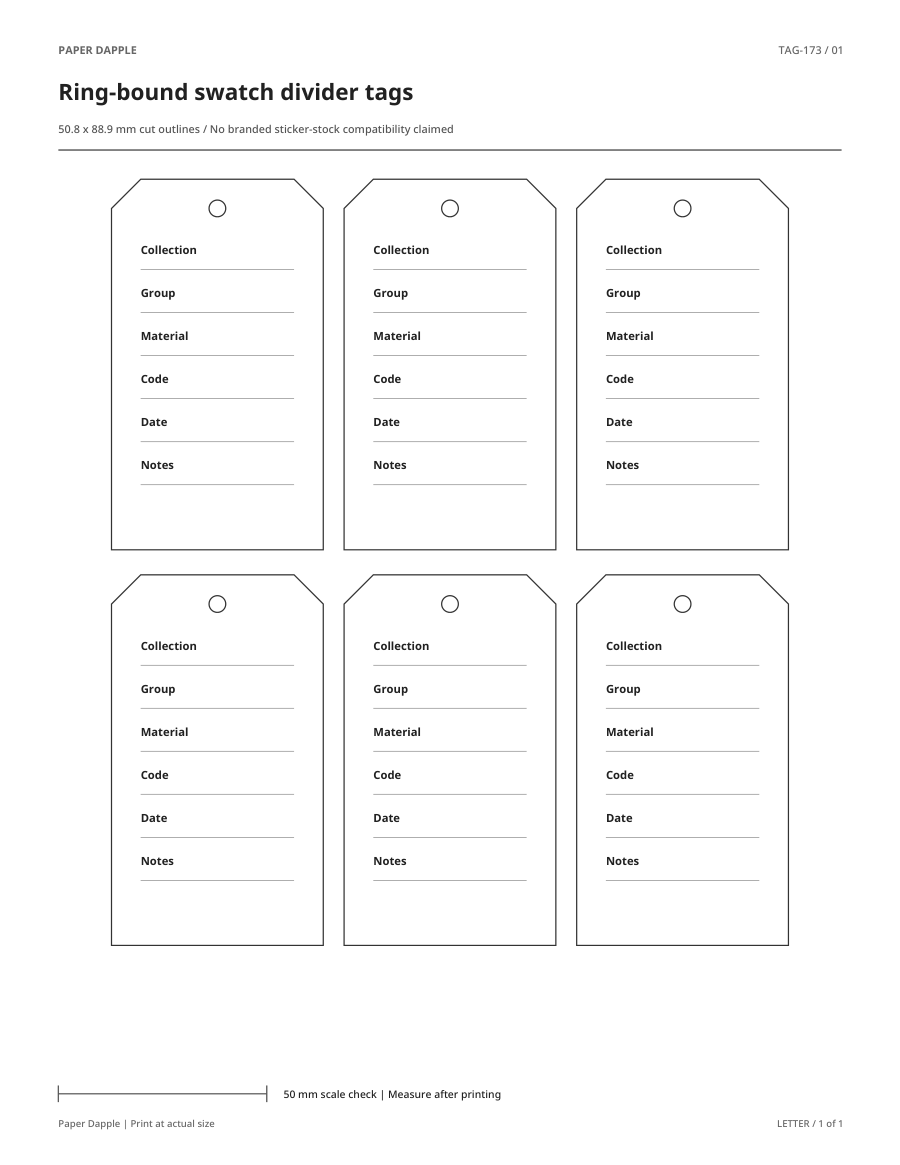 Preview of Ring-bound swatch divider tags