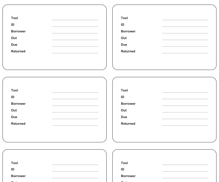 Preview of Hang-tag tool checkout cards