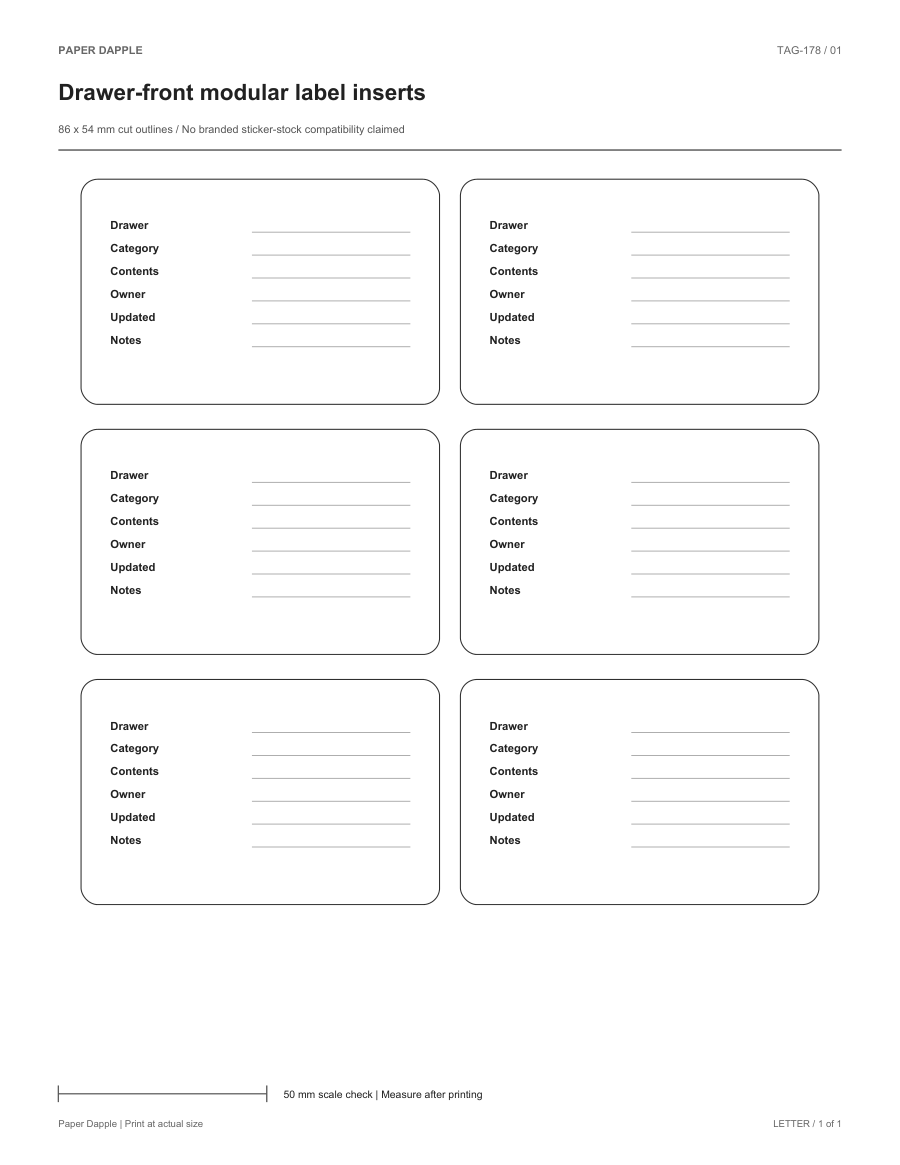 Preview of Drawer-front modular label inserts