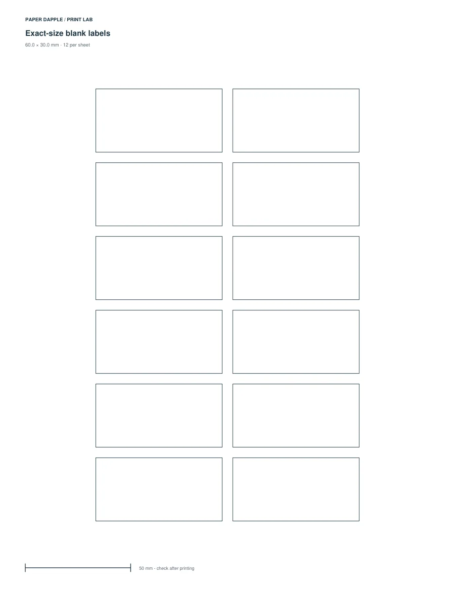 Actual generated Make a blank label layout example